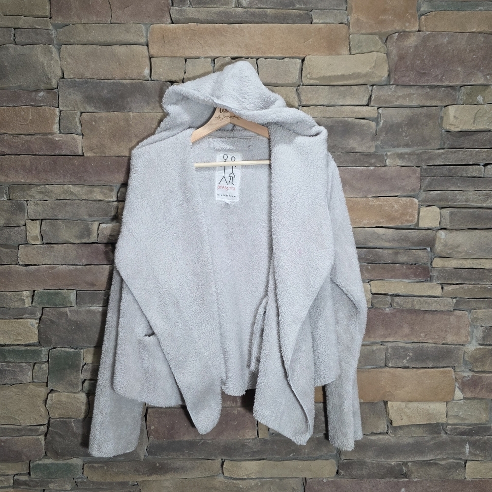 Pete & Greta Johnny Was Plush Jacket Long Sleeve Lounge Top Gray Hoodie Medium